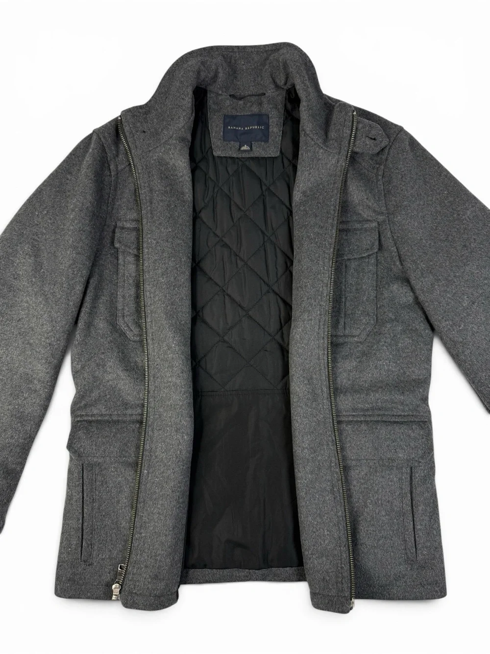 Banana Republic Heritage Wool Moto Field Jacket Gray Quilted Men’s Small